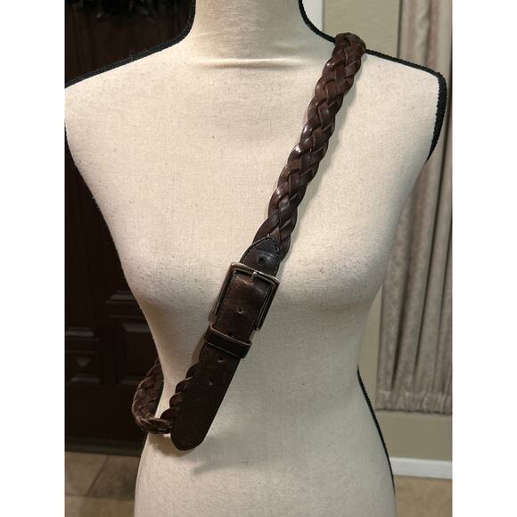 COACH Brown Leather Braided Belt - Picture 1 of 8